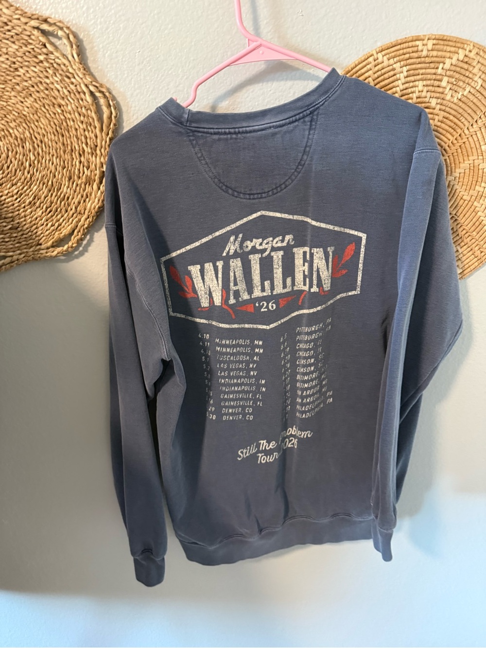 Authentic Morgan Wallen Crewneck Blue Graphic Crewneck Sweater - Picture 4 of 4